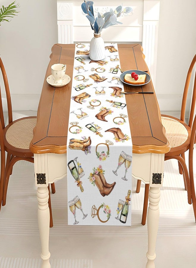 Pudodo Boots and Bubbly Bridal Shower Table Runner Champagne Themed Cowgirl Western Bachelorette Kitchen Dining Room Home Decor (13" x 72") - Image 3