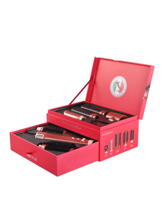 ENZO Professional ENZO Keratin B2 6-in-1 BLDC Hair Styling Kit – 130,000 RPM Motor | Professional Hot Air Brush, Curling Rods & Volumizing Nozzles  - Image 4