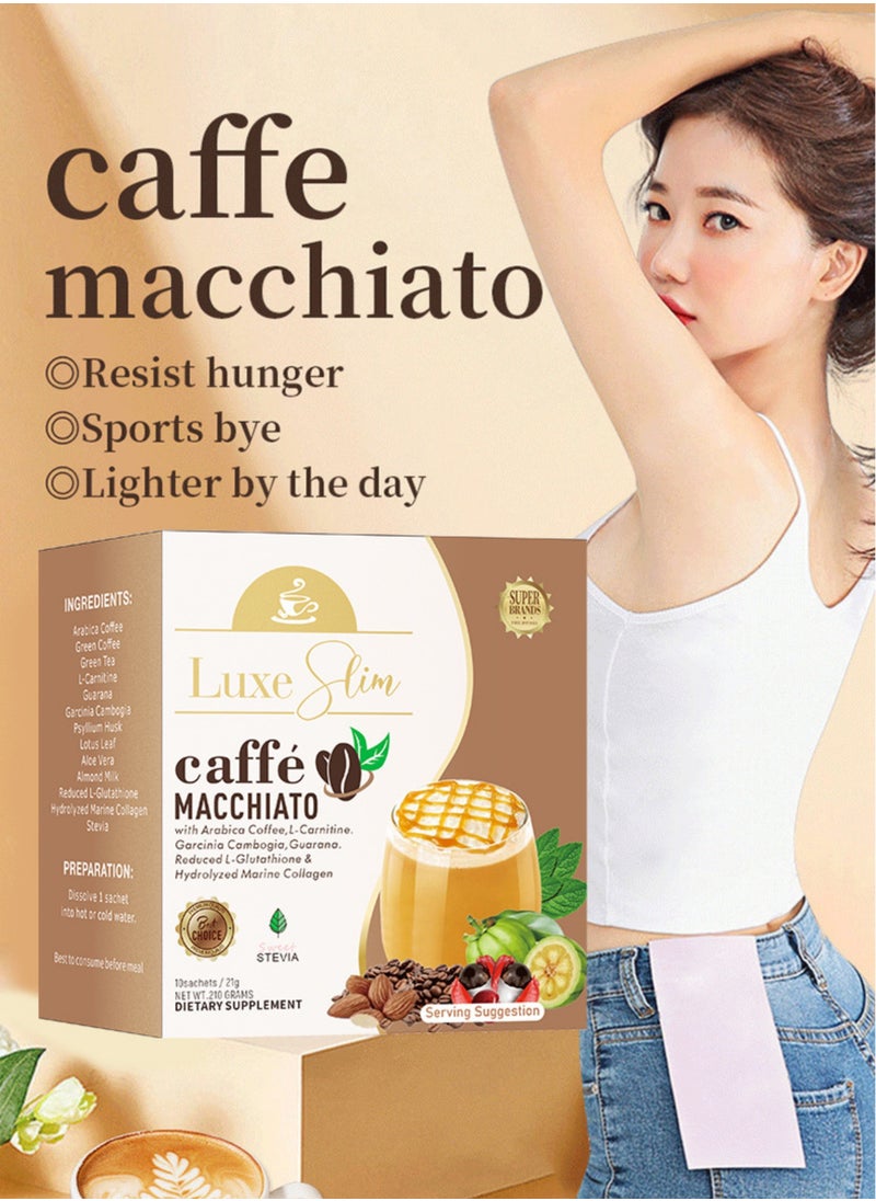 Luxe Slim Luxe Slim Cafe Macchiato with Hydrolyzed Collagen & Glutathione, 21g x 10 Sachets, 0.74 Ounce (Pack of 10)  - Image 2