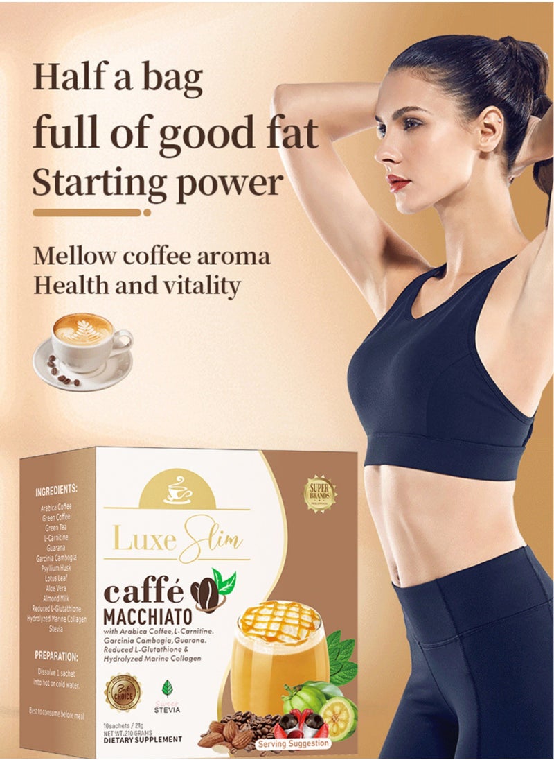 Luxe Slim Luxe Slim Cafe Macchiato with Hydrolyzed Collagen & Glutathione, 21g x 10 Sachets, 0.74 Ounce (Pack of 10)  - Image 5