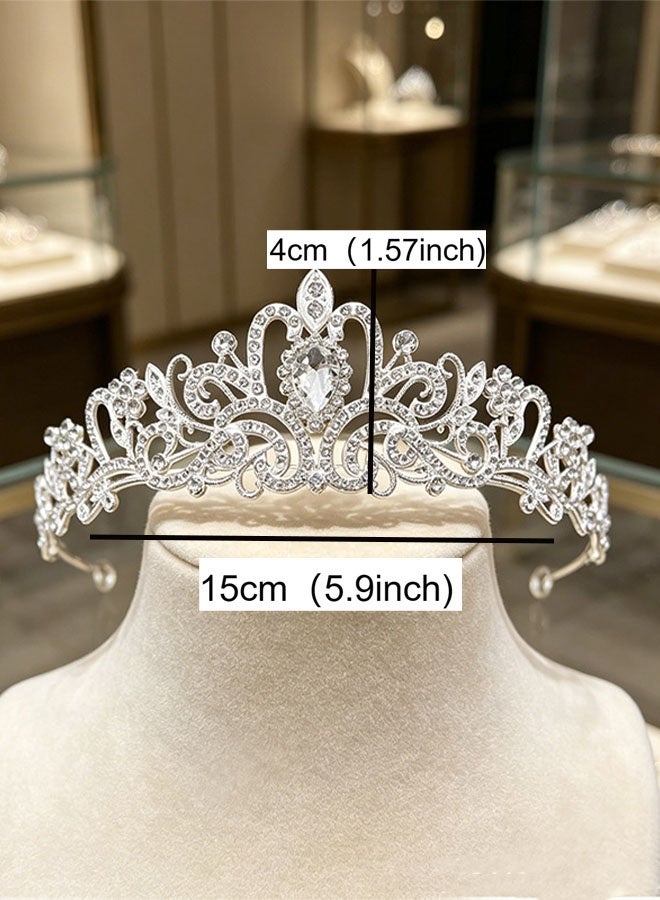 Happy D Crystal Tiara Crowns for Women Girls Elegant Princess Crown Tiaras for Women Bridal Wedding Prom Birthday Party Cosplay Costumes Hair Accessories for Women Girls (Silver) - Image 4