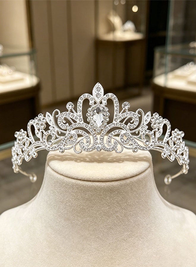 Happy D Crystal Tiara Crowns for Women Girls Elegant Princess Crown Tiaras for Women Bridal Wedding Prom Birthday Party Cosplay Costumes Hair Accessories for Women Girls (Silver) - Image 3