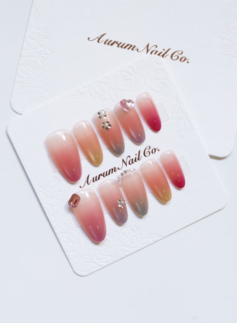 AurumNail - Barely Rainbow - Medium Oval S - Exclusively for KSA - High-End Limited Edition Handmade Press-On Nails - Not Factory-Made Nails - Ideal for Dates, Vacations, Spring/Summer Looks, or Soft Glam Styles - Viral TikTok Nail Design – Ramadan & Eid Special Edition – Riyadh Festival Collection – Eco-Friendly Nude Nails – Inspired by the Saudi Green Initiative - Image 2