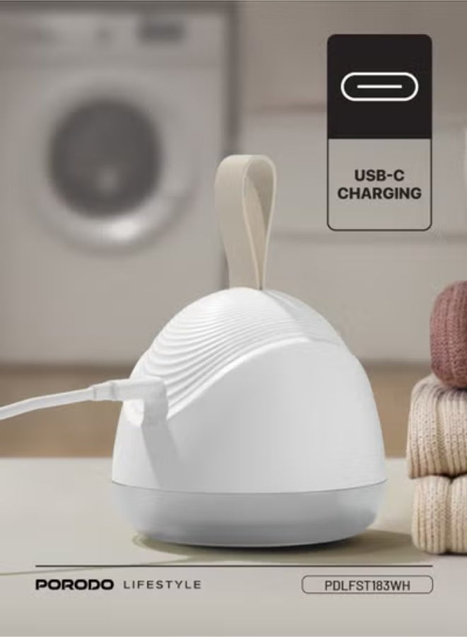 بورودو شافر قماش قابل للشحن، مزيل الوبر اللاسلكي بتصميم 6 شفرات ومحرك بسرعة 7200 دورة في الدقيقة، شافر كهربائي للكنزات بمدخل USB-C للملابس والأثاث - أبيض. - Image 5