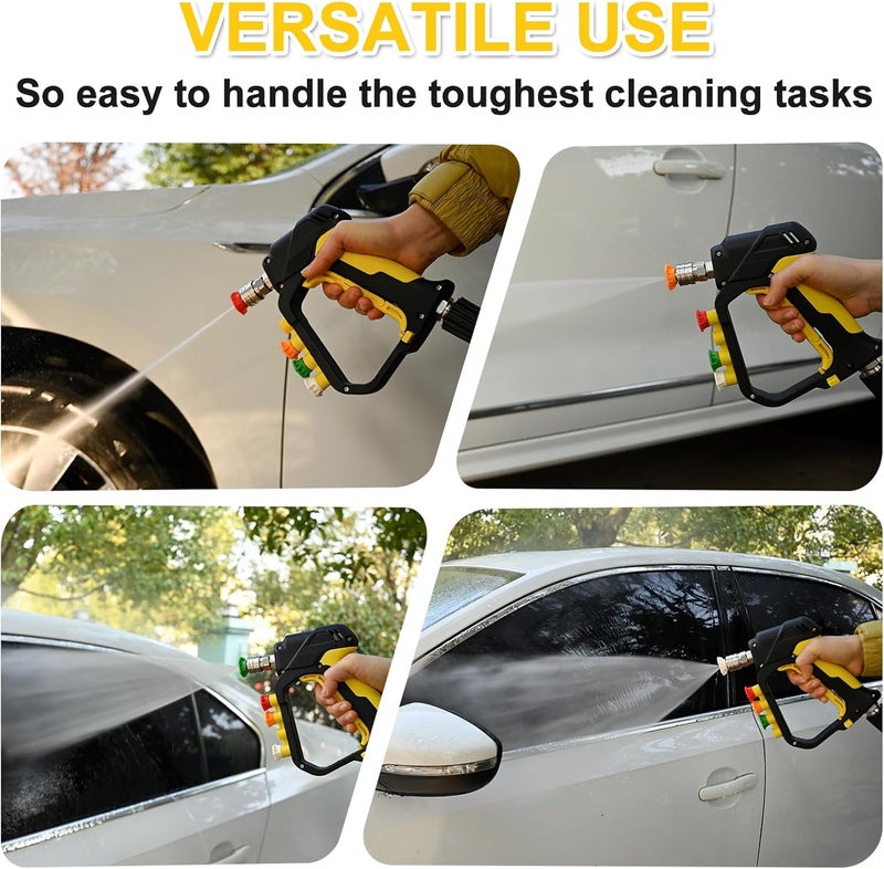 BEAR FORCE High Pressure Washer Short Spray Gun Inlet M22-ID14mm Max 5000 PSI with Nozzle Tips Holder & M22-15mm Connector & 3/8'' Quick Connector Swivel, Power Washer Gun Compatible with Foam Cannon - Image 2
