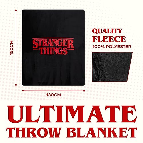 Stranger Things Blanket Throw Bedroom Accessories Fleece Blanket, Hellfire Club Soft Warm Winter Bed Throw 59.06 x 51.18 in Official Merch (Red) - Image 3