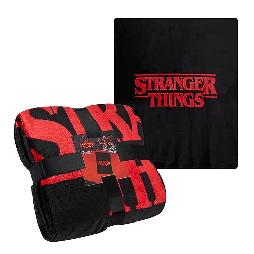 Stranger Things Blanket Throw Bedroom Accessories Fleece Blanket, Hellfire Club Soft Warm Winter Bed Throw 59.06 x 51.18 in Official Merch (Red) - Image 1