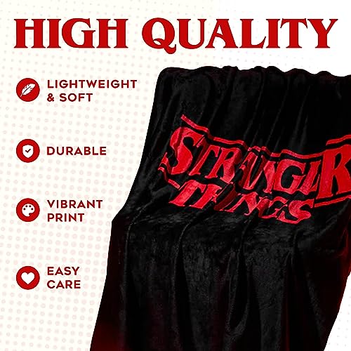 Stranger Things Blanket Throw Bedroom Accessories Fleece Blanket, Hellfire Club Soft Warm Winter Bed Throw 59.06 x 51.18 in Official Merch (Red) - Image 5
