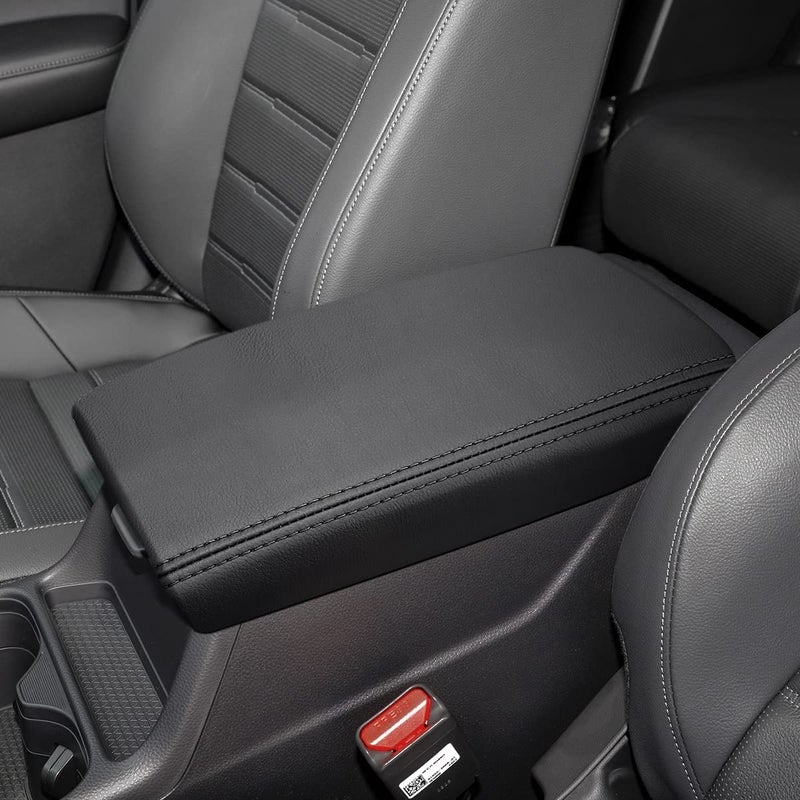 INTGET for 2025 2024 2023 Honda CRV Center Console Cover Leather Middle Armrest Cover Center Console Lid Protector for Honda CRV 2025 Accessories Black Leather Console Cover