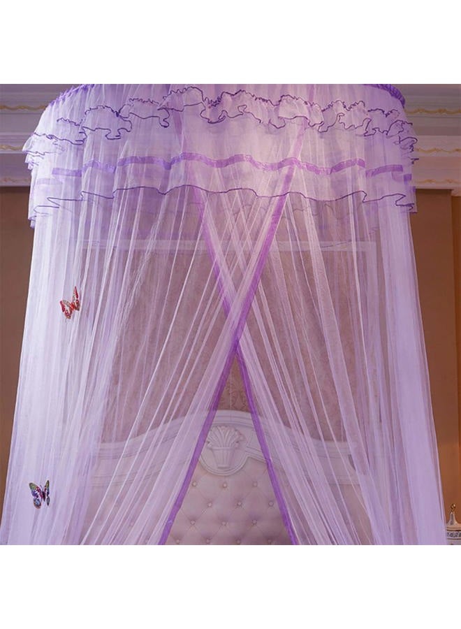 Keenso Mosquito Net, Breathable Princess Style 360°Round Dome Bed Canopy Mosquito Netting Lace Bed Curtain Kids Play Tent Games House for Single to King Size(Purple) - Image 3