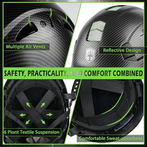 GREEN DEVIL Hard Hat with Bluetooth Ear Muffs and Visor Vented Work Safety Helmet for Men Women ANSI Z89.1 Approved Hardhat Cascos de Construccion Ideal for Industrial & Construction - Image 4