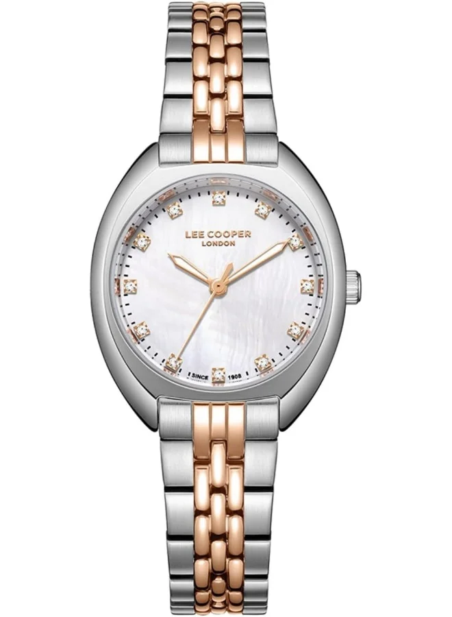 لي كوبر Lee Cooper Women's 2035 Movement Watch, Analog Display and Metal Strap - LC07989.420, White