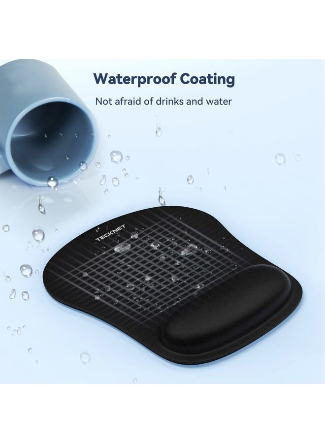 TECKNET Mouse Pad with Wrist Support, Ergonomic Gaming Mouse Pad Pain Relief, Portable Comfortable Mousepad for Computer, Laptop, Office, Home and Travel, Non-Slip Base, Waterproof Surface, Black - Image 5