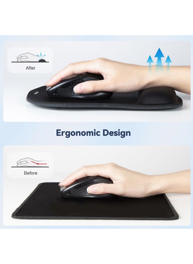 TECKNET Mouse Pad with Wrist Support, Ergonomic Gaming Mouse Pad Pain Relief, Portable Comfortable Mousepad for Computer, Laptop, Office, Home and Travel, Non-Slip Base, Waterproof Surface, Black - Image 2