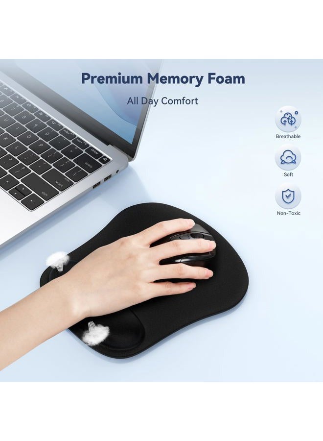 TECKNET Mouse Pad with Wrist Support, Ergonomic Gaming Mouse Pad Pain Relief, Portable Comfortable Mousepad for Computer, Laptop, Office, Home and Travel, Non-Slip Base, Waterproof Surface, Black - Image 3