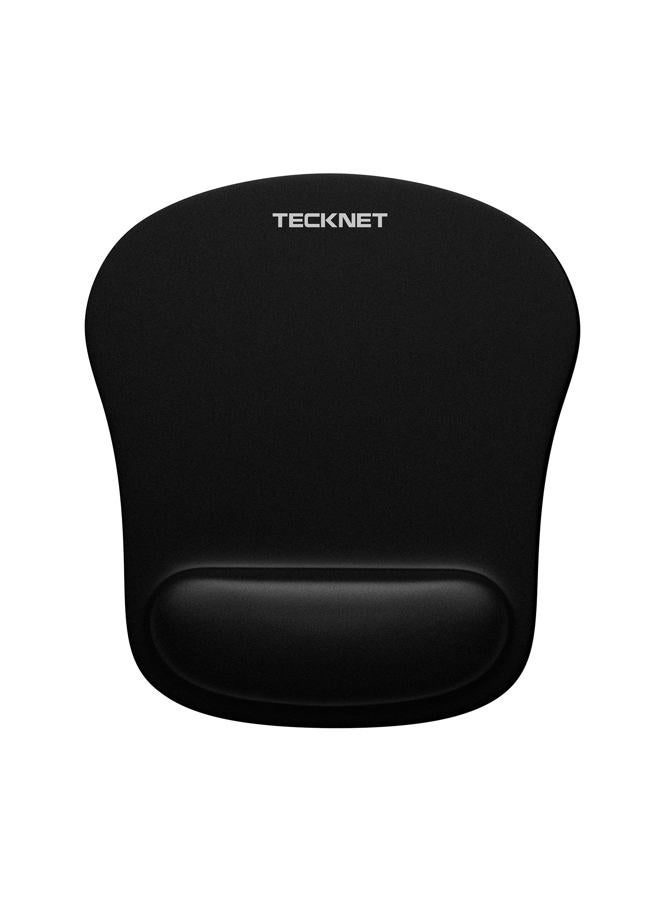 TECKNET Mouse Pad with Wrist Support, Ergonomic Gaming Mouse Pad Pain Relief, Portable Comfortable Mousepad for Computer, Laptop, Office, Home and Travel, Non-Slip Base, Waterproof Surface, Black - Image 1