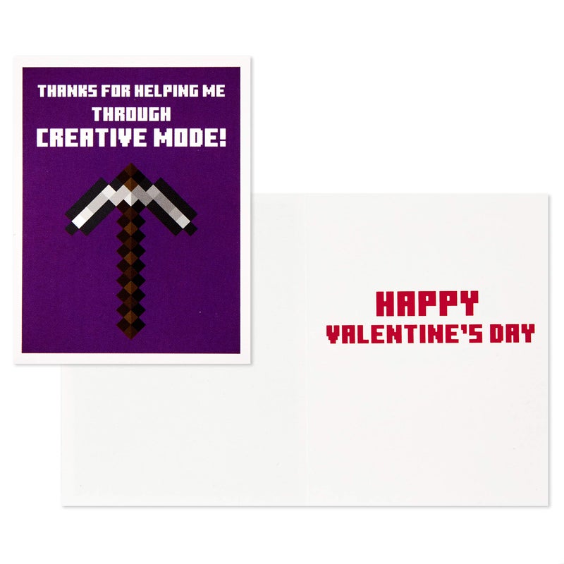 Hallmark Minecraft Valentines Day Cards and Mailbox for Kids School Classroom Exchange (1 Box, 32 Valentine Cards, 35 Stickers, 1 Teacher Card) - Image 4