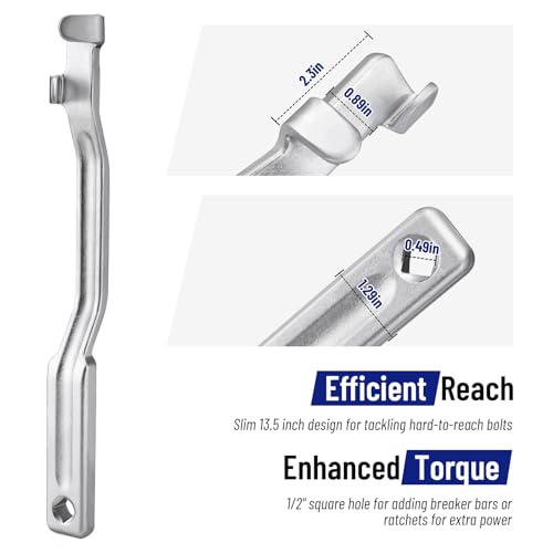 SPARKWHIZ Wrench Extender Tool and Wrench Extender Tool Bar with 1/2 Inch Hole, Offset Extension Wrench Set with 1/2", 1/4" and 3/8" Square Drive Adapters - Image 2