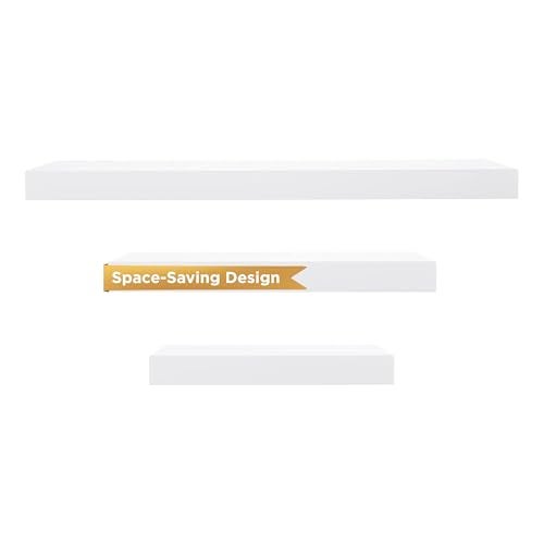 Kiera Grace Stockholm Maine Floating Shelves for Wall, MDF Display Shelves, Easy to Assemble, Ideal for Home Decor, 24" W x 5" D x 1.5" H, White, Pack of 3 - Image 1