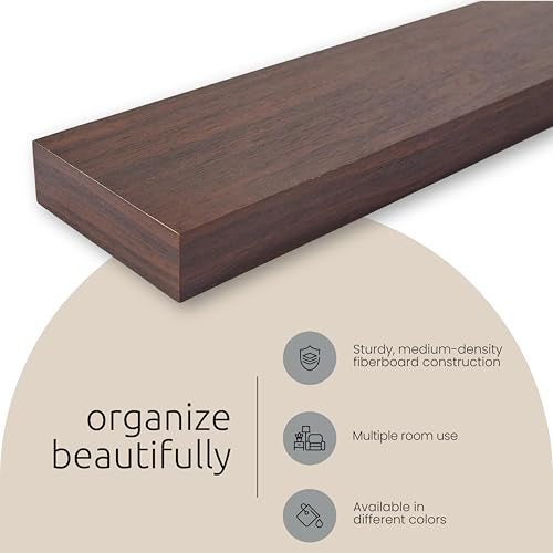 Kiera Grace Stockholm Maine Floating Shelves for Wall, MDF Display Shelves, Easy to Assemble, Ideal for Home Decor, 24" W x 5" D x 1.5" H, White, Pack of 3 - Image 5