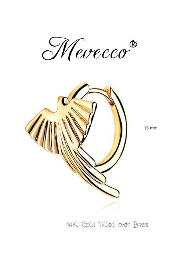 Mevecco Women Huggie Hoop Earrings Gold Ear Stud Cuff 14K Gold Filled Small Boho Beach Simple Delicate Handmade Hypoallergenic Jewelry Gift - Image 4