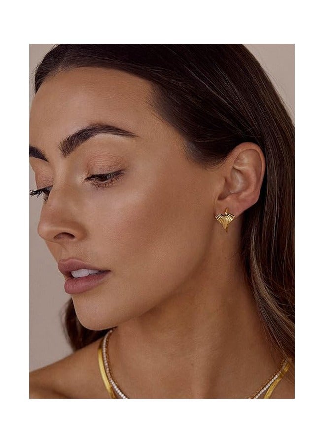 Mevecco Women Huggie Hoop Earrings Gold Ear Stud Cuff 14K Gold Filled Small Boho Beach Simple Delicate Handmade Hypoallergenic Jewelry Gift - Image 2