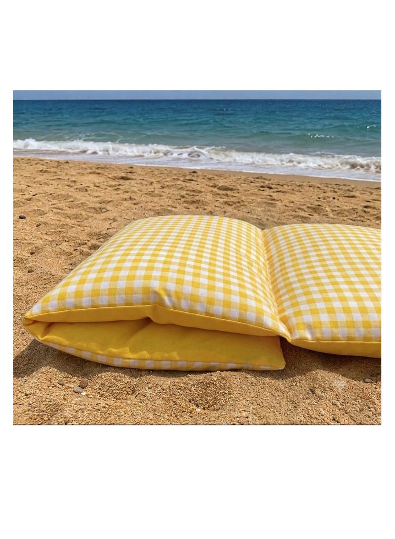 Floor Foldable Double face Mattress 80*200 cm , Yellow Cheks Design - Image 2