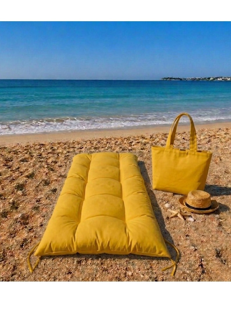 Floor Foldable Double face Mattress 80*200 cm , Yellow Cheks Design - Image 3