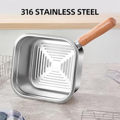 Valajogi 304 Stainless Steel Square Oil Filter Frying Pot with Lid | Multi-Functional Deep Fryer & Steamer | Kitchen Stock Pot for Electric/Induction Cooking | Portable Crisper pan - Image 3