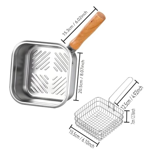 Valajogi 304 Stainless Steel Square Oil Filter Frying Pot with Lid | Multi-Functional Deep Fryer & Steamer | Kitchen Stock Pot for Electric/Induction Cooking | Portable Crisper pan - Image 2