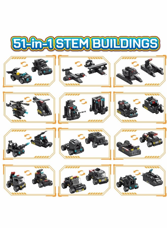 طقم بناء الروبوتات 51 في 1 للأطفال - ألعاب STEM للبناء، مجموعة أدوات للتشييد للأولاد من 8 إلى 12 سنة، مشاريع هندسية، أدوات بناء، هدايا للأولاد في هذا العمر - Image 3