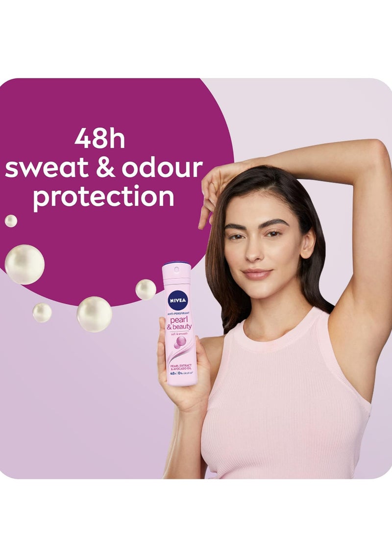 Nivea Set Of Pearl And Beauty Antiperspirant For Women  And Men Antiperspirant Spray For Men DeeP Black Carbon Antibacterial Espresso Scent150ml - Image 4