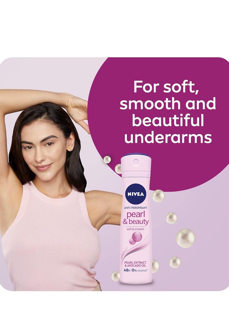 Nivea Set Of Pearl And Beauty Antiperspirant For Women  And Men Antiperspirant Spray For Men DeeP Black Carbon Antibacterial Espresso Scent150ml - Image 3