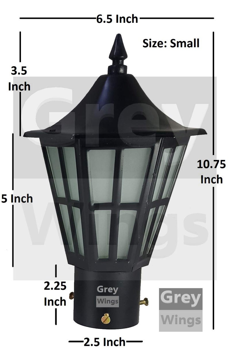GreyWings Outdoor Gate Light for Pillar, Black Iron & Frosted Glass Lamp, Waterproof Garden & Entrance Light, B-22 Holder (Bulb Not Included), Pack of 2 - Image 3