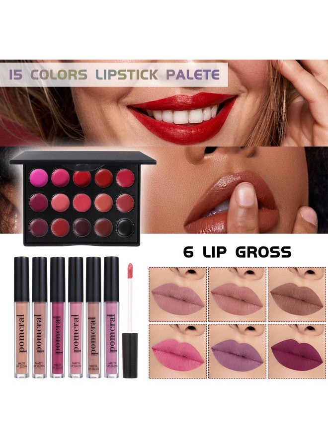 pomcral All In On Makeup Kit Makeup Set For Teens Women Girl And Beginners Includes Eyeshadow Concealer Palette Lip Gloss Set Lipstick Eye Pencil Makeup Brushes - Image 4
