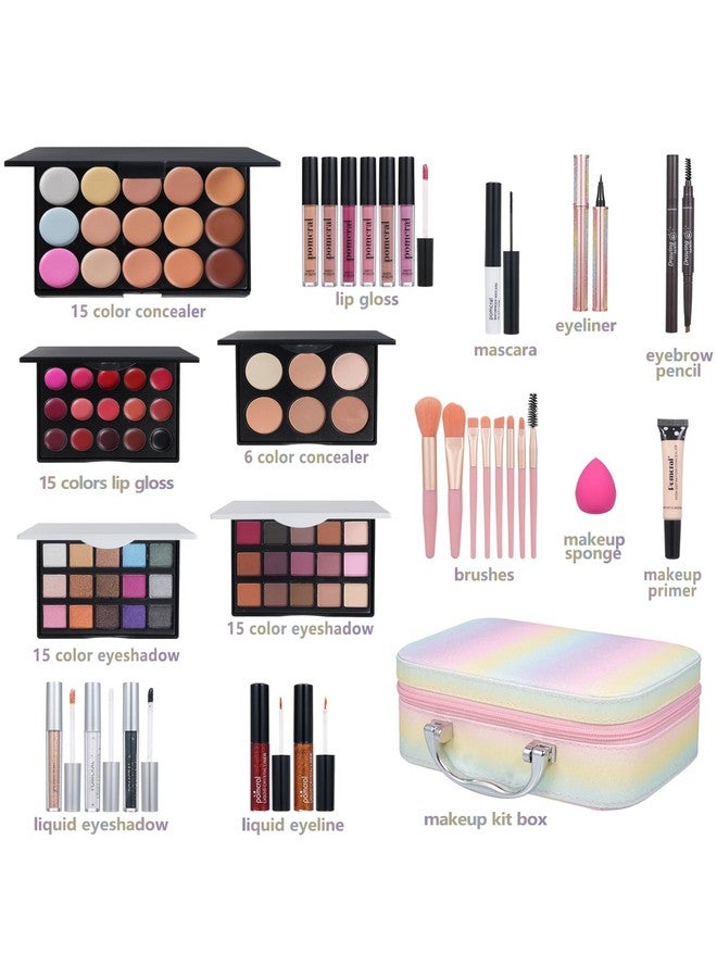 pomcral All In On Makeup Kit Makeup Set For Teens Women Girl And Beginners Includes Eyeshadow Concealer Palette Lip Gloss Set Lipstick Eye Pencil Makeup Brushes - Image 2