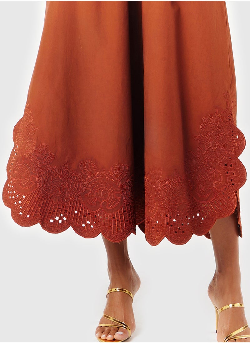 Threadz by Ajooni - Draped Neck Dress With Schiffli Hem - Image 1