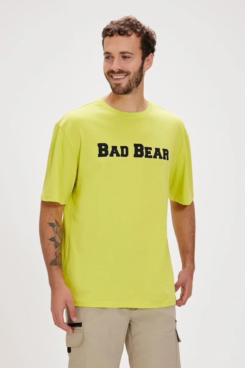 باد بير Title Green Logo Printed Basic Men's T-Shirt