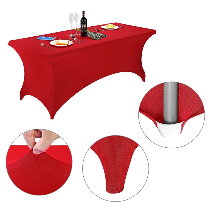 LZY Spandex Fitted Stretch Table Cover for 6 ft or 4ft or 8ft Folding Table  Rectangular Cocktail Tablecloth  Perfect for Party or Banquet - Image 3