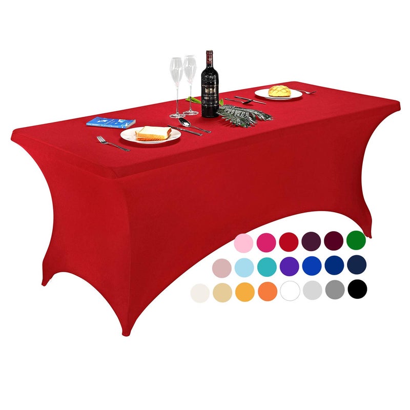 LZY Spandex Fitted Stretch Table Cover for 6 ft or 4ft or 8ft Folding Table  Rectangular Cocktail Tablecloth  Perfect for Party or Banquet - Image 1