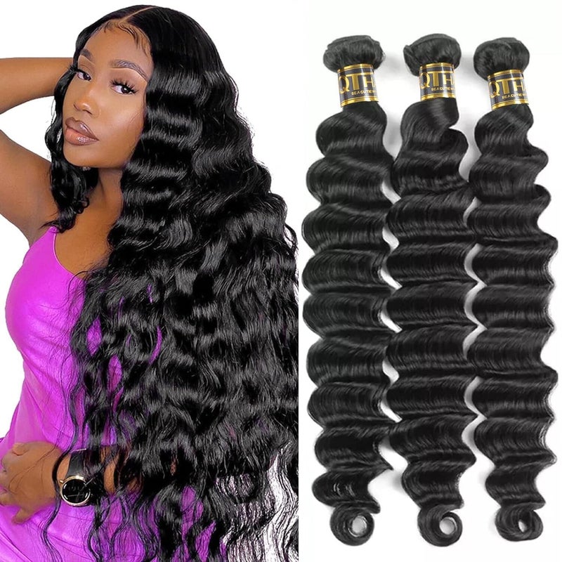 QTHAIR QTHAIR 14A Peruvian Loose Deep Curly Wave 3 Bundles 20 22 24300g100 Unprocessed Peruvian Virgin Hair Human Hair Bundles 