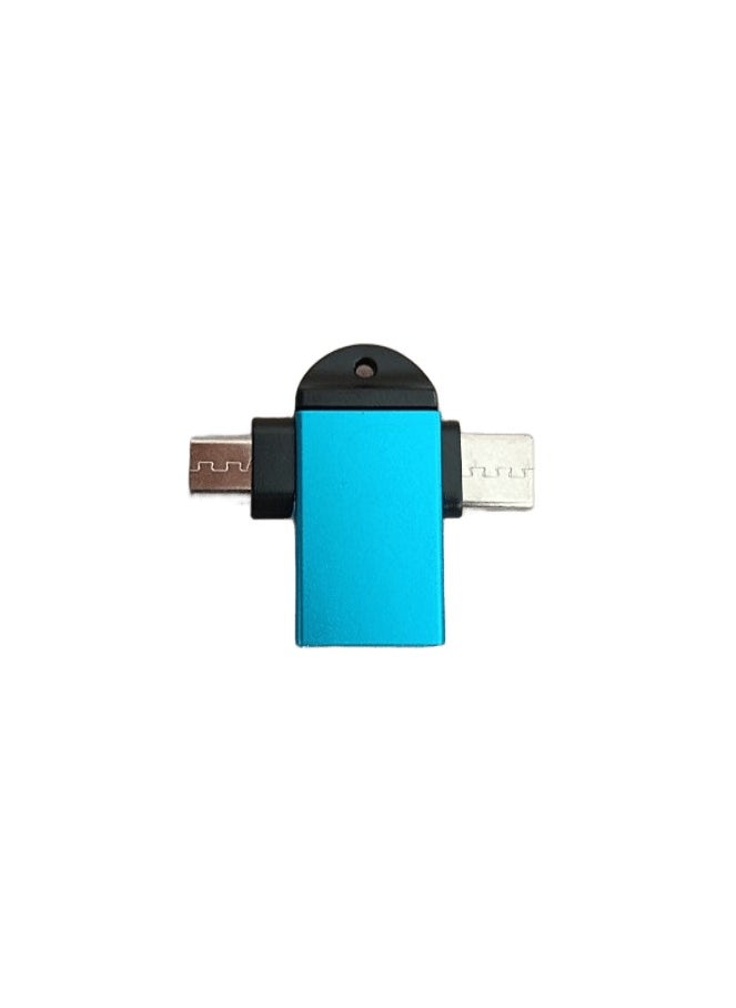 محول OTG 2 في 1 من Micro USB + USB Type C إلى موصل USB