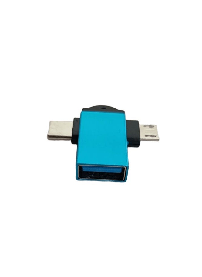 محول OTG 2 في 1 من Micro USB + USB Type C إلى موصل USB