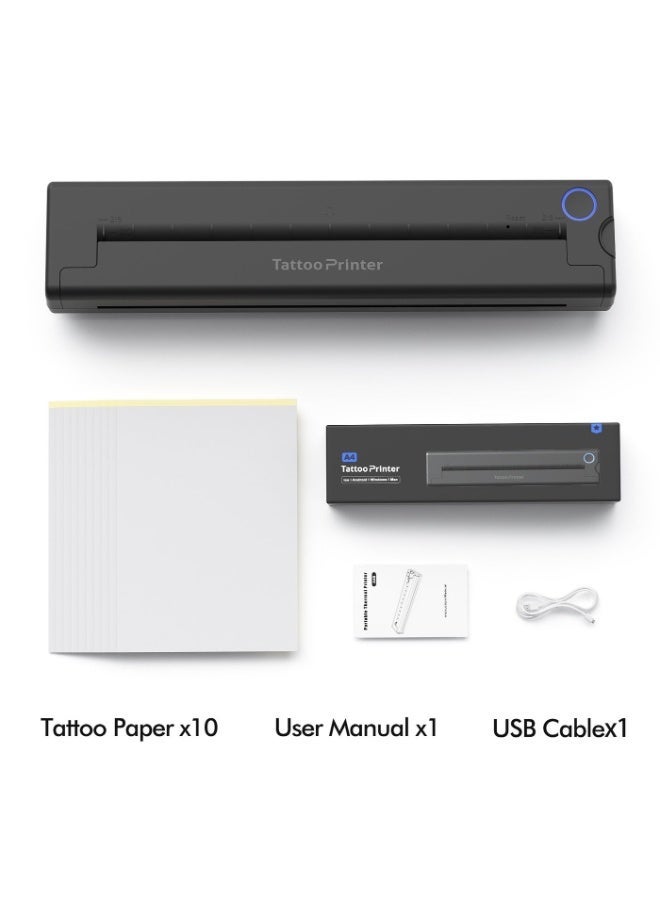 تاتو Tattoo Printer A4 Thermal Transfer Printer | Portable Ink-Free Bluetooth Wireless USB Printer | Professional Tattoo Transfer with 10 Free Transfer Papers | Compatible with PC & MacBook via USB-C | Fast and Easy Tattoo Printing - Image 5