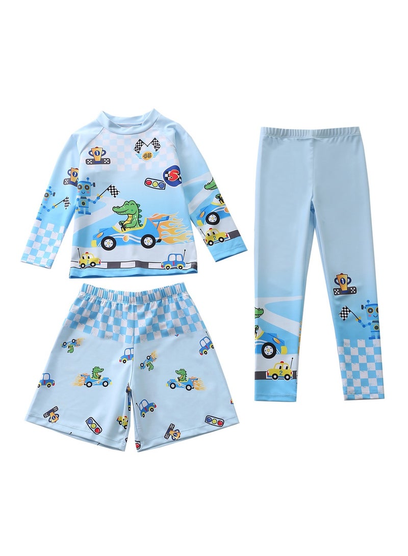 3pcs children's swimsuit boys long pants long sleeve sun protection swimsuit beach swimsuit - Image 1