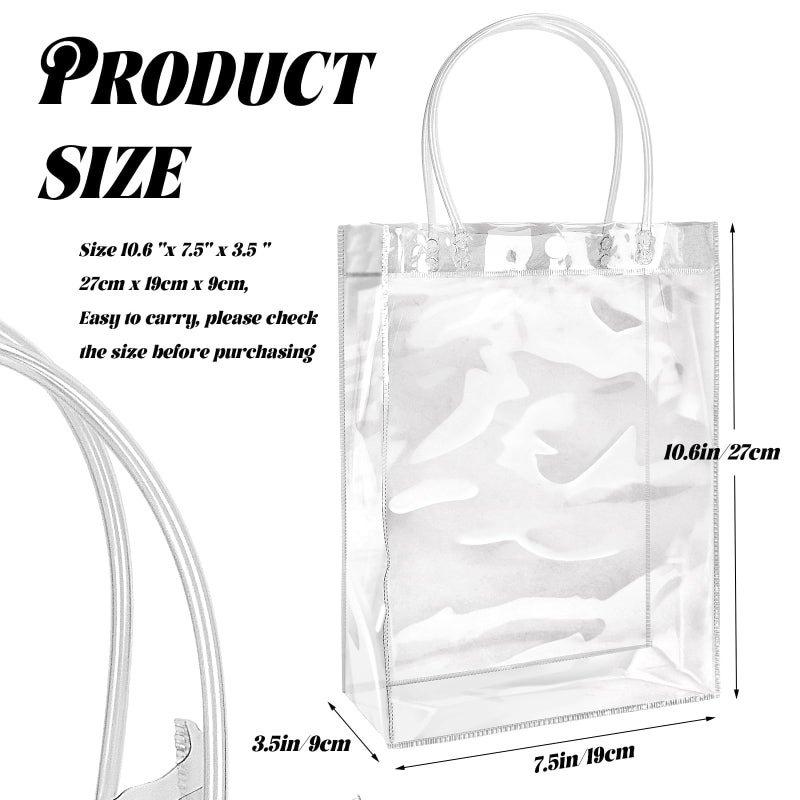 BadenBach 24 PCS Mini Clear Gift Bags with Handle,5.1" x 5.9" x 2.8", Transparent Small Plastic Gift Wrap Bags Bulk Reusable Clear Party Favor Goodie Bag for Boutique Wedding Birthday Mother's Day - Image 2