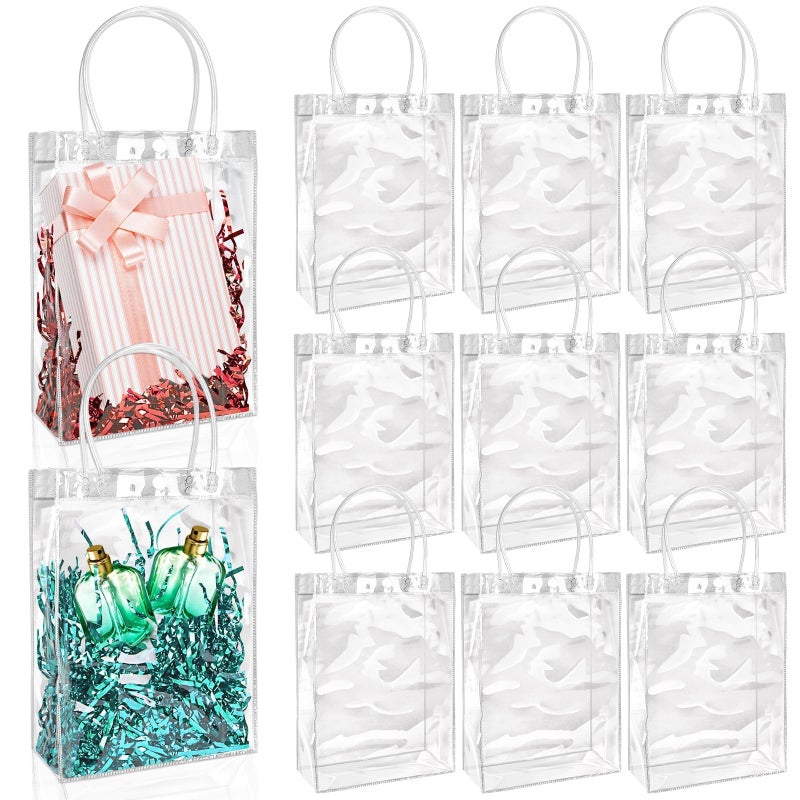 BadenBach 24 PCS Mini Clear Gift Bags with Handle,5.1" x 5.9" x 2.8", Transparent Small Plastic Gift Wrap Bags Bulk Reusable Clear Party Favor Goodie Bag for Boutique Wedding Birthday Mother's Day - Image 1