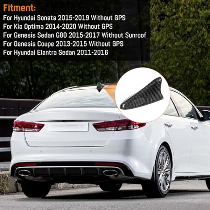 rayihni Real Carbon Fiber Shark Fin Antenna Cover,Car Roof Antenna Caps fit for Kia Optima 2014-2020,Sonata 2015-2019,Genesis Sedan G80 2015-2017,Genesis Coupe 2013-2015,Elantra Sedan 2011-2016 - Image 3