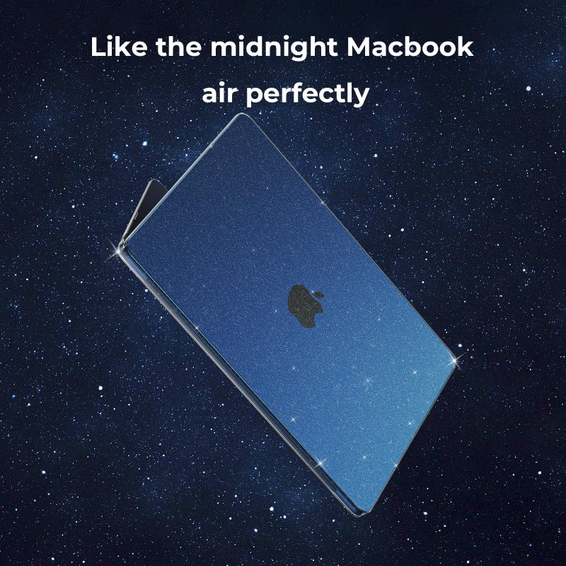 EooCoo Case Compatible with MacBook Air 13 inch M5 2026-2022 Release M4 M3 M2 A3449 A3240 A3113 A2681, Glitter Hard Shell&Keyboard Skin Cover&Screen Protector for Mac Air 13.6 inch, Sparkly Midnight - Image 4