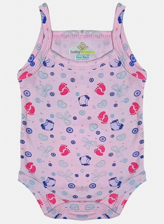 BabyShoora Baby Girl Printed Long Tank Cotton Bodysuit (Pack Of 2) - Image 2